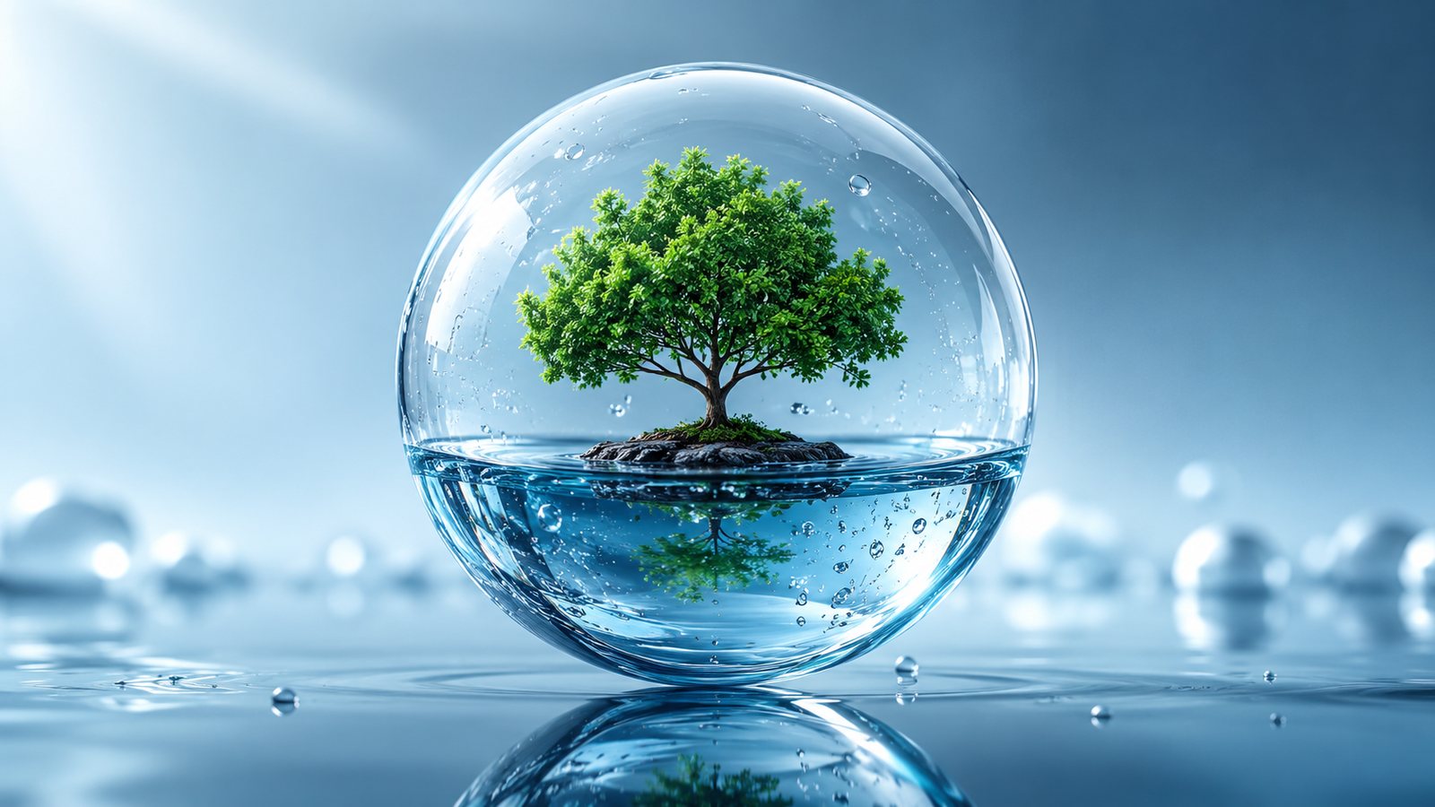 Futuristic clean water sphere